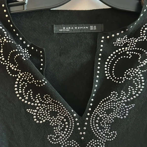 Black crushed velvet mini dress ,metallic silver  embellished,fairy,goth,witchy - Picture 3 of 13